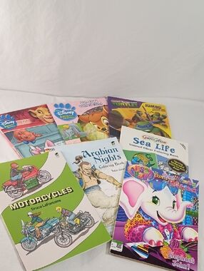 7pc Vintage Coloring Book Bundle